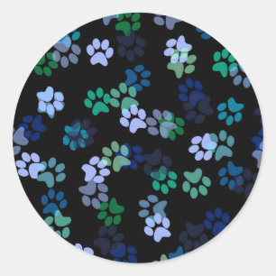 Dog Paw Print Runder Aufkleber