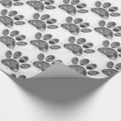 Dog Paw Print, Schwarz und Weiß Geschenkpapier (Ecke)