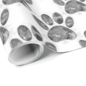 Dog Paw Print, Schwarz und Weiß Geschenkpapier (Rolleneckpunkt)