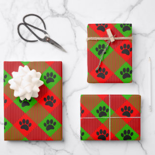 Dog Paw Print Square Muster Benutzerdefiniert Geschenkpapier Set