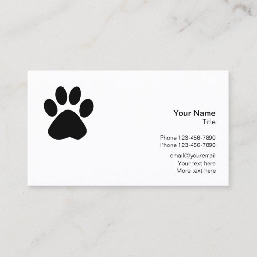 Dog Paw Print Theme Visitenkarte (Vorderseite)