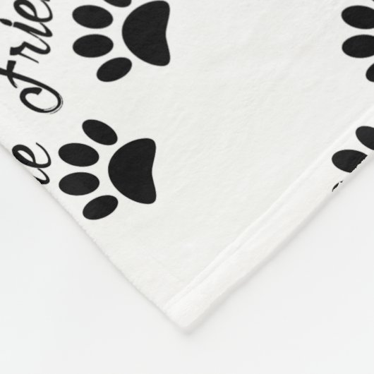 Dog Paw Print True Friends Text Fleecedecke (Ecke)