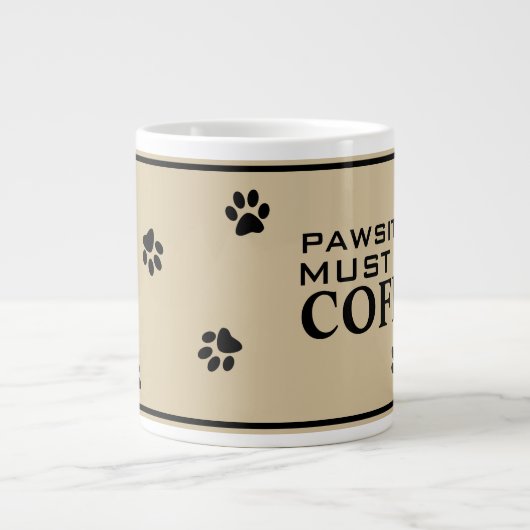 Dog Paw Print Typografy Coffee Lover's Specialty Jumbo-Tasse (Vorderseite)