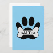 Dog Paw Print und Bone auf Baby Blue Einladung (Vorne/Hinten)