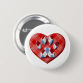 Dog Paw Print und Rotes Herz Zeichnend Button (Vorne & Hinten)