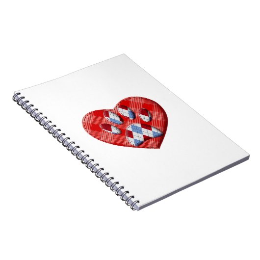 Dog Paw Print und Rotes Herz Zeichnend Notizblock (Rechte Seite)