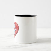 Dog Paw Print und Rotes Herz Zeichnend Zweifarbige Tasse (Mittel)