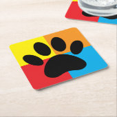 Dog Paw Print Vivid Colors Custom Rechteckiger Pappuntersetzer (angewinkelt)