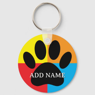 Dog Paw Print Vivid Colors Custom Schlüsselanhänger