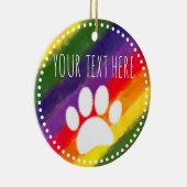 Dog Paw Print Wasserfarbe Eigener Text Keramik Ornament (Rechts)