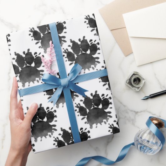 Dog Paw Print Watercolor Canine Paw Geschenkpapier (Schenken)