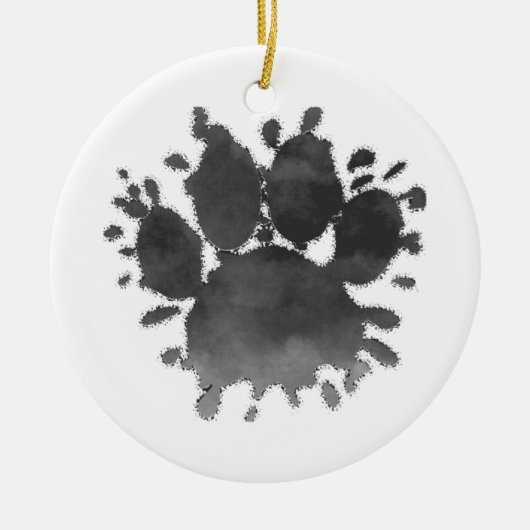 Dog Paw Print Watercolor Canine Paw Keramik Ornament (Vorne)