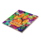 Dog Paw Print Watercolor Individuelle Name Fliese (Seite)