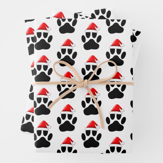 Dog Paw Print Weihnachtsmannmütze Weihnachten Geschenkpapier Set (Beispiel)