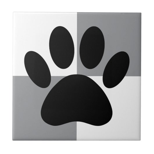 Dog Paw Print White und Grau Custom Fliese (Vorderseite)