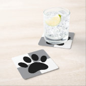 Dog Paw Print White und Grau Custom Rechteckiger Pappuntersetzer (Vor Ort)