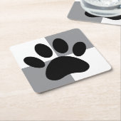Dog Paw Print White und Grau Custom Rechteckiger Pappuntersetzer (angewinkelt)