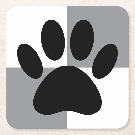 Dog Paw Print White und Grau Custom Rechteckiger Pappuntersetzer (Vorderseite)