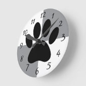 Dog Paw Print White und Grau Custom Runde Wanduhr (Winkel)