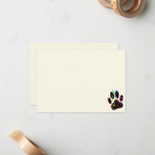 Dog Paw Print With Confetti And Streamer Cream Mitteilungskarte (Vorderseite/Rückseite Beispiel)