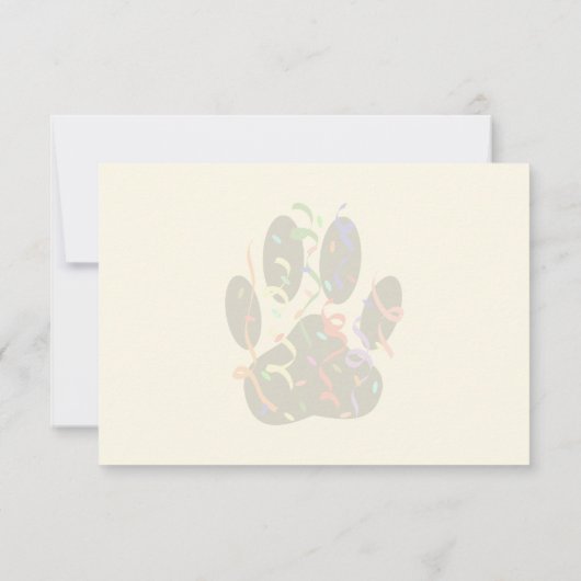 Dog Paw Print With Confetti And Streamer Monogram Mitteilungskarte (Rückseite)