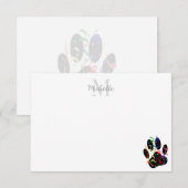 Dog Paw Print With Confetti And Streamer Monogram Mitteilungskarte (Vorne/Hinten)