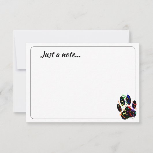 Dog Paw Print With Confetti Streamer Just a Note Mitteilungskarte (Vorderseite)