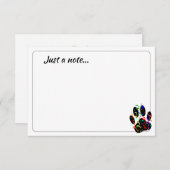 Dog Paw Print With Confetti Streamer Just a Note Mitteilungskarte (Vorne/Hinten)