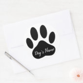 Dog Paw Print With Custom Name Black Runder Aufkleber (Umschlag)