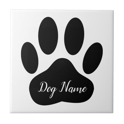 Dog Paw Print With Custom Name Canine Fliese (Vorderseite)