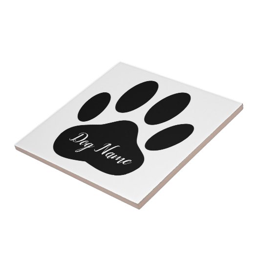 Dog Paw Print With Custom Name Fliese (Seite)