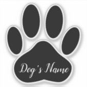 Dog Paw Print With Custom Name Personalized Aufkleber (Vorderseite)