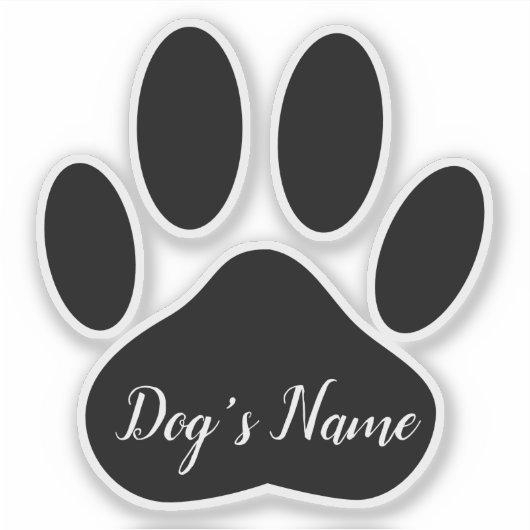 Dog Paw Print With Custom Name Personalized Aufkleber (Vorderseite)