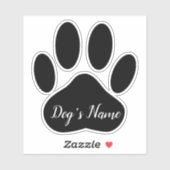 Dog Paw Print With Custom Name Personalized Aufkleber (Blatt)