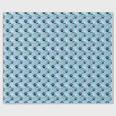 Dog Paw Prints and Bones Pattern Blue Geschenkpapier (Flach)