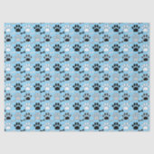 Dog Paw Prints and Bones Pattern Blue Seidenpapier (Vorderseite)