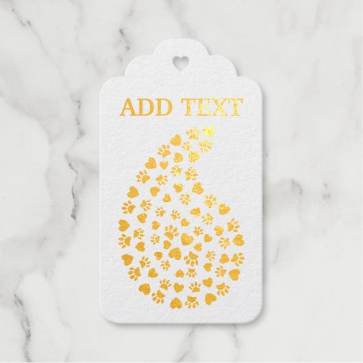 Dog Paw Prints and Hearts Paisley Muster Geschenkanhänger (Vorderseite)