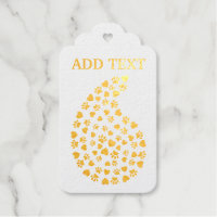 Dog Paw Prints and Hearts Paisley Muster