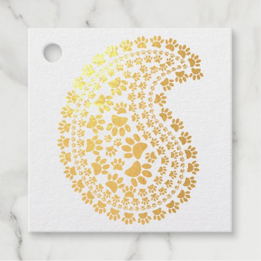 Dog Paw Prints and Hearts Paisley Muster Geschenkanhänger (Vorderseite)