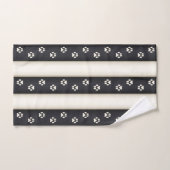 Dog Paw Prints auf schwarzen und antiken weißen St Badhandtuch Set (Handtuch)