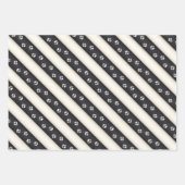 Dog Paw Prints auf schwarzen und antiken weißen St Geschenkpapier Set (Vorderseite 3)