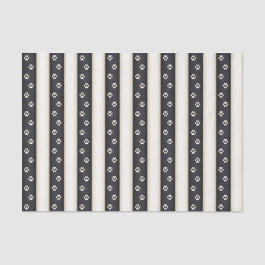 Dog Paw Prints auf schwarzen und antiken weißen St Seidenpapier (Vorderseite)