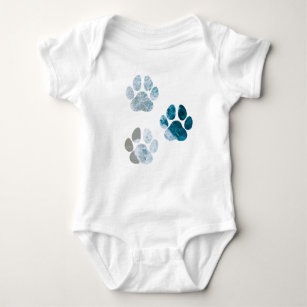 Dog Paw Prints - Beach Waves and Sand Baby Strampler
