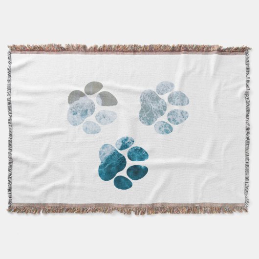 Dog Paw Prints - Beach Waves and Sand Decke (Vorderseite)