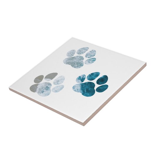 Dog Paw Prints - Beach Waves und Sand Beach Fliese (Seite)