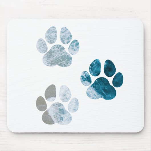 Dog Paw Prints - Beach Waves und Sand Beach Mousepad (Vorne)