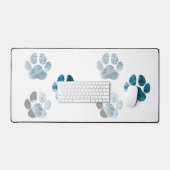 Dog Paw Prints - Beach Waves und Sand Beach Schreibtischunterlage (Tastatur & Maus)