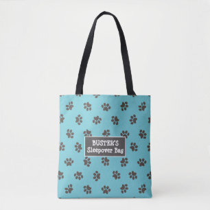 Dog Paw Prints Blue Tasche
