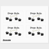 Dog Paw Prints Dogs Rule Rechteckiger Aufkleber (Blatt)