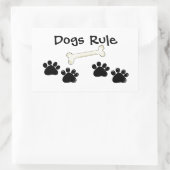 Dog Paw Prints Dogs Rule Rechteckiger Aufkleber (Tasche)